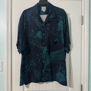 MENS TOMMY BAHAMA RELAXED FIT SIZE XL SHORT SLEEVE HAWAIIAN BUTTON UP 100% SILK